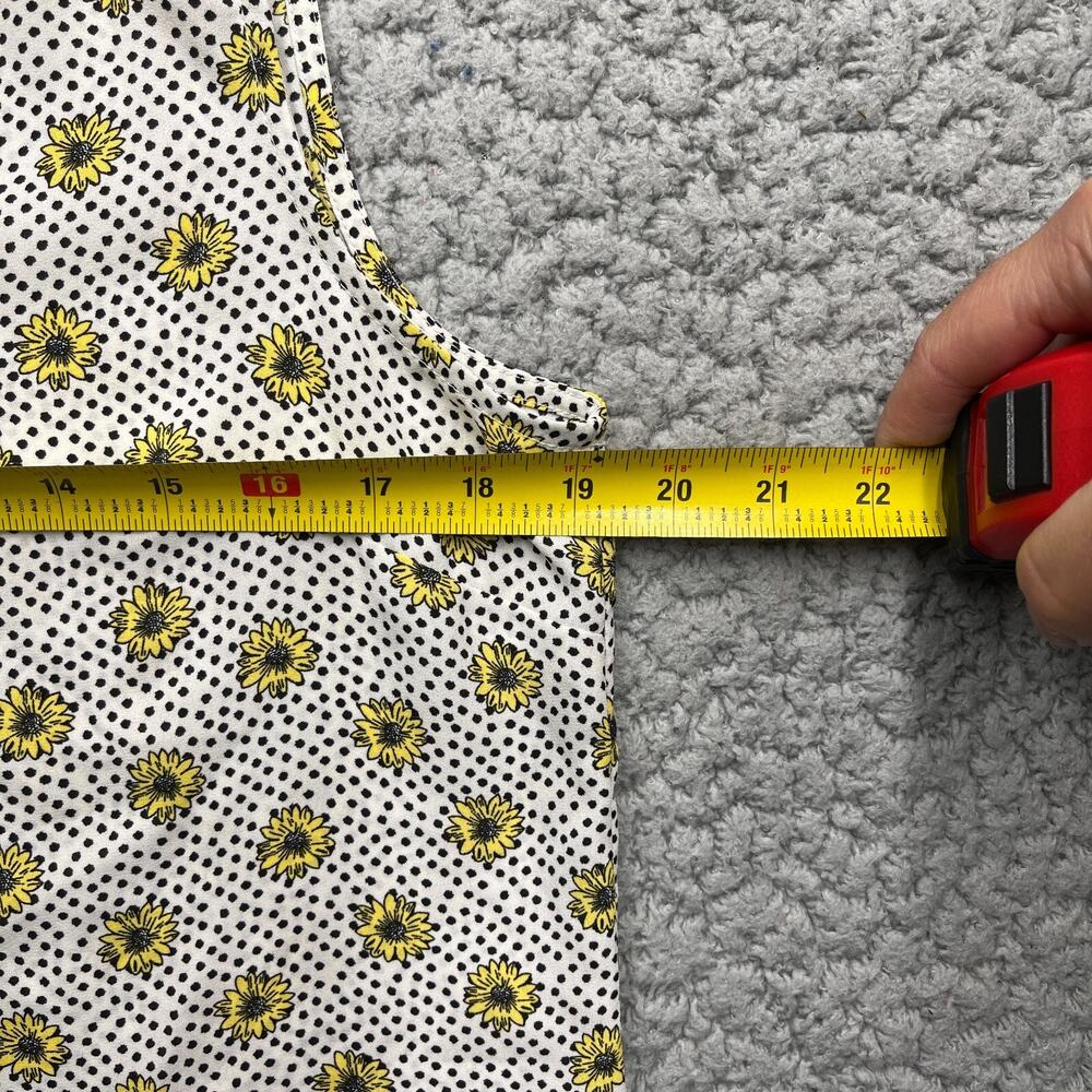 Talbots Top Medium Petite MP Sleeveless Shell Sunflower Print Ruffle Blouse - Picture 4 of 7